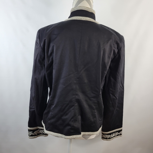 Debbie Shuchat Embroidered Jacket /Blazer Hook closures Size 16 Black 97% Cotton - Picture 6 of 16